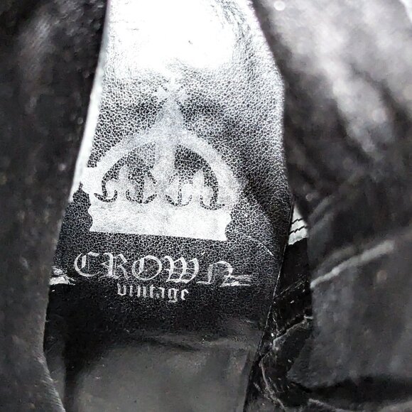 Crown Vintage Women Hadley BLack Suede Retro 90s Moto Heel zip Boots size 10 - Picture 11 of 11